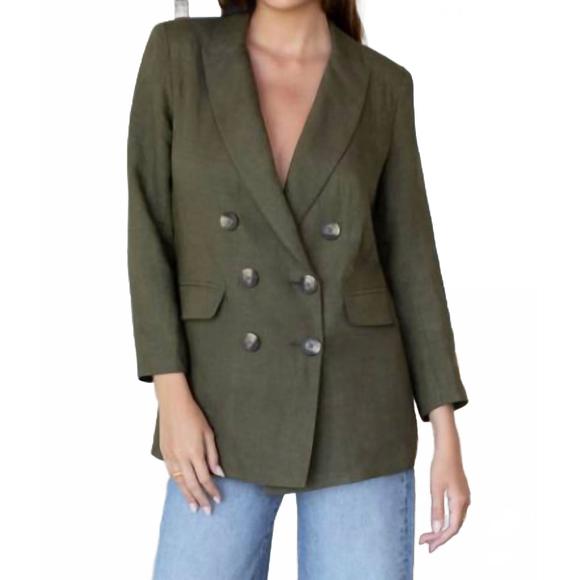 NEW EMERSON FRY lee double breasted jacket in martini olive